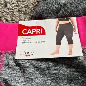 BCG Leggings Womens Size 3XL Gray Heather Capri High Rise Activewear